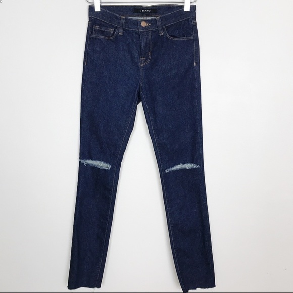 J Brand Skinny Leg Pure Dark Wash Released Hem 25 - Picture 6 of 8